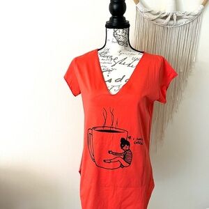 V neck Women Orange Yoga / Loungewear Tunic